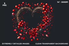 Watercolor Valentine Floral Heart wreath Clipart, Love PNG Product Image 2