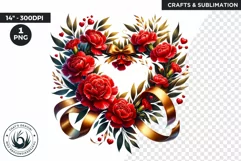 Watercolor Valentine Floral Heart wreath Clipart, Love PNG Product Image 1