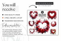 Watercolor Valentine Floral Heart wreath Clipart, Love frame Product Image 2