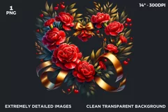 Watercolor Valentine Floral Heart wreath Clipart, Love PNG Product Image 2