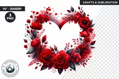 Watercolor Valentine Floral Heart wreath Clipart, Love PNG Product Image 1