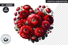 Valentines Day clipart, Red peonies clipart, Floral heart Product Image 1
