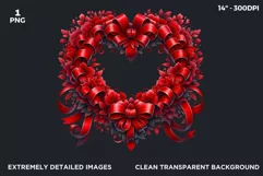 Watercolor Valentine Floral Heart wreath Clipart, Love PNG Product Image 2