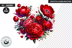 Valentines Day clipart, Red Heart clipart, Floral heart PNG Product Image 1