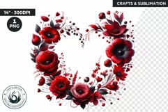 Watercolor Valentine's Day Heart wreath Clipart - Love frame Product Image 1