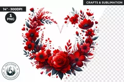 Watercolor Valentine Floral Heart wreath Clipart, Love PNG Product Image 1