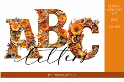 3D Paper Cut Floral Alphabet Set PNG | Paper Quilling Product Image 1