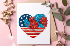 Floral Usa America Heart Png, 4th of July Png Product Image 2