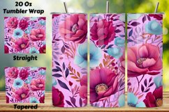 Floral 20 oz Skinny Tumbler Wrap, Sublimation PNG Watercolor Design