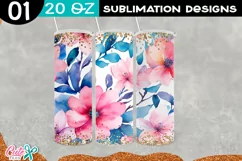 Watercolor Flowers 20 Oz Tumbler | Mothers Day Sublimation Product Image 3