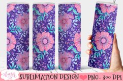 Flowers and glitter 20oz tumbler wrap sublimation PNG Product Image 1