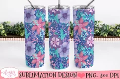 Floral 20oz tumbler wrap sublimation PNG seamless Product Image 1