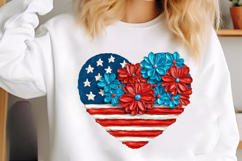 Floral Usa America Heart Png, 4th of July Png Product Image 3