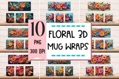 Floral 3D mug Wraps for Sublimation BUNDLE paper cut effect Product Image 1