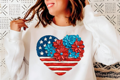 Floral Usa America Heart Png, 4th of July Png Product Image 4