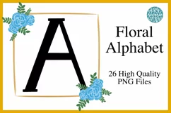 Floral PNG Alphabet | Blue Rose PNG Letters Product Image 1