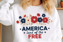 Floral America Land of The Free Png, 4th of July Png Product Image 3