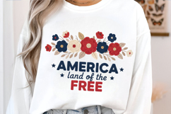 Floral America Land of The Free Png, 4th of July Png Product Image 4