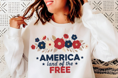 Floral America Land of The Free Png, 4th of July Png Product Image 5