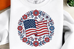 Floral American Flag PNG Product Image 1