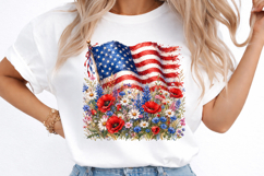 Floral American Flag PNG Product Image 3