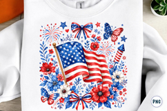 Floral American Flag PNG Product Image 1