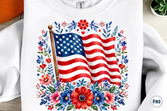 Floral American Flag PNG 4th of July PNG Product Image 1