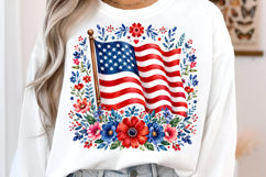 Floral American Flag PNG 4th of July PNG Product Image 2