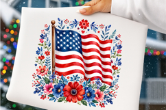 Floral American Flag PNG 4th of July PNG Product Image 3
