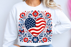 Floral American Flag Sublimation PNG Product Image 1