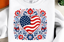 Floral American Flag Sublimation PNG Product Image 2