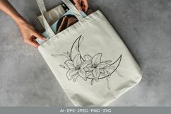 Lily Flowers on Crescent Moon SVG Design Product Image 1
