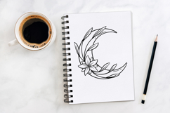 Floral and Moon Wreath Flower Illustration Clipart PNG Product Image 2