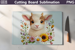 Floral Goat Cutting Board | Farm Animal Sublimation Product Image 1