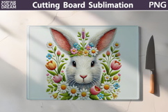 Floral Bunny Cutting Board | Farmhouse Kitchen Sublimation Product Image 1