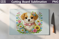 Floral Puppy Cutting Board | Cute Dog Sublimation Product Image 1