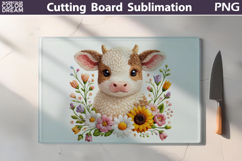 Floral Calf Cutting Board | Farm Animal Sublimation Product Image 1