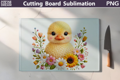 Floral Duckling Cutting Board | Farm Kitchen Sublimation Product Image 1
