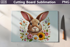 Floral Bunny Cutting Board | Farm Kitchen Sublimation Product Image 1