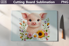 Floral Piglet Cutting Board | Farm Kitchen Sublimation Product Image 1