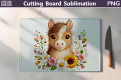 Floral Horse Cutting Board | Farm Animal Sublimation Product Image 1