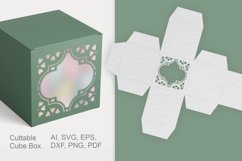 Floral Arabesque Window Cuttable Cube Gift Box SVG Template
