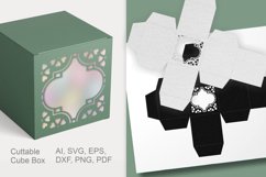 Floral Arabesque Window Cuttable Cube Gift Box SVG Template