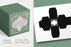 Floral Arabesque Window Cuttable Cube Gift Box SVG Template