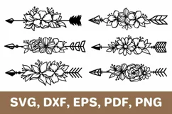 Floral arrow svg, floral arrow clipart, floral arrow png Product Image 1