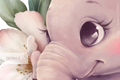 Cute Baby Elephant Floral Illustration PNG Product Image 3