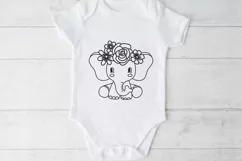 floral baby elephant svg