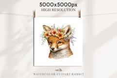 Floral Baby Fox Animals Clipart PNG Scrapbooking Nursery art Image Watercolor  Transparent Print invitation shirt designs sublimation kids printable digital watercolor baby Fox floral, scrapbooking clipart, sublimation nursery drawing, forest animals