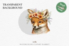 Floral Baby Fox Animals Clipart PNG Scrapbooking Nursery art Image Watercolor  Transparent Print invitation shirt designs sublimation kids printable digital watercolor baby Fox floral, scrapbooking clipart, sublimation nursery drawing, forest animals