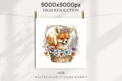 Floral Baby Fox Animals Clipart PNG Scrapbooking Nursery art Image Watercolor  Transparent Print invitation shirt designs sublimation kids printable digital watercolor baby Fox floral, scrapbooking clipart, sublimation nursery drawing, forest animals